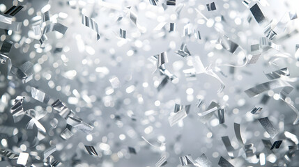 shimmering silver and white confetti evoke joy and celebration. generative ai