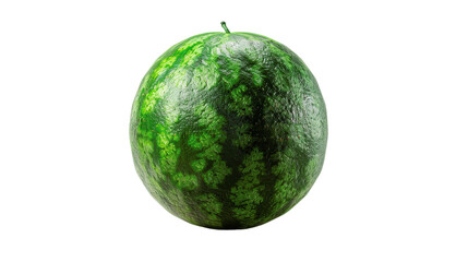 Fresh whole watermelon isolated on a white background. Perfect for summer, refreshing fruit drinks, or healthy snacks.