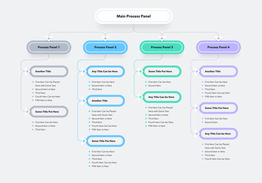Modern infographic for project or organization structure. Simple flat template with four colourful options for data visualization.