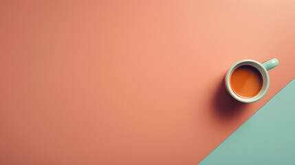 Minimalist Morning: Serene Coffee Scene with Solid Soft Color background
