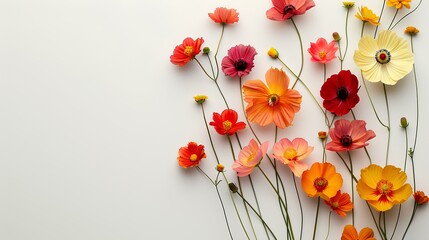 Cheerful Blossoms: Minimalist Background with Bright and Cute Flowers