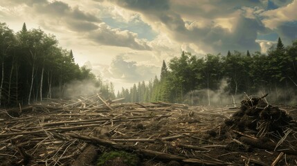 Fototapeta premium Forest Clearing, Environmental Consequences, Environmental Impact