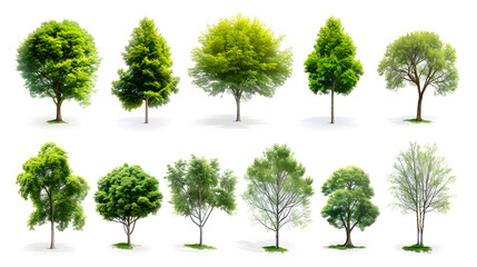 Fototapeta premium Collection of Trees Isolated on white background