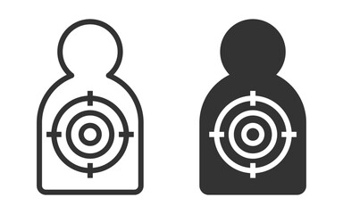 Vector illustration of shooting target icons in black and white. Ideal for representing precision, focus, and aim in designs related to archery or shooting sports.