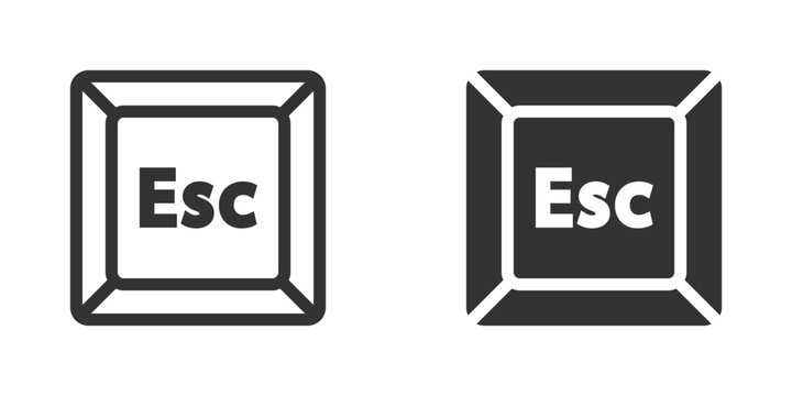 Vector illustration of Esc key icons in black and white. Perfect for representing computer keyboards, technology, and digital interface concepts.