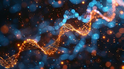 A detailed abstract background of synthetic genomes, highlighting the construction and application of artificially synthesized genomes in biotechnology. shiny, Minimal and Simple,