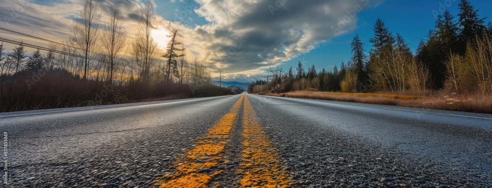 Canvas Prints Open Road at Sunset with Dramatic Sky