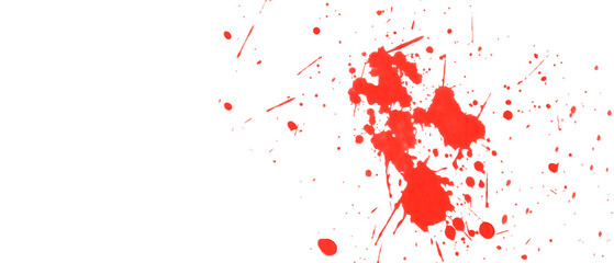 blood red splatters on white background, blood stains 