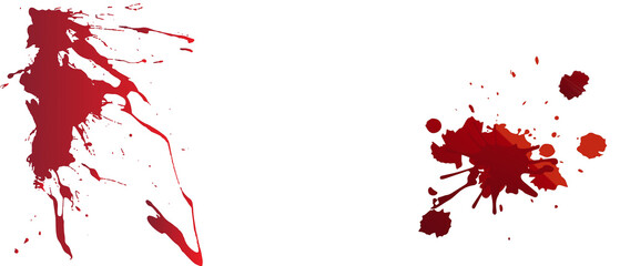 blood red splatters on white background, blood stains 
