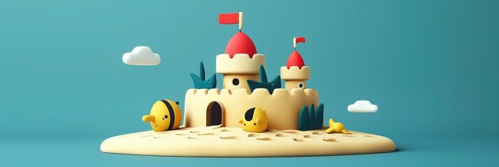  a very cute felt handmade sandcastle