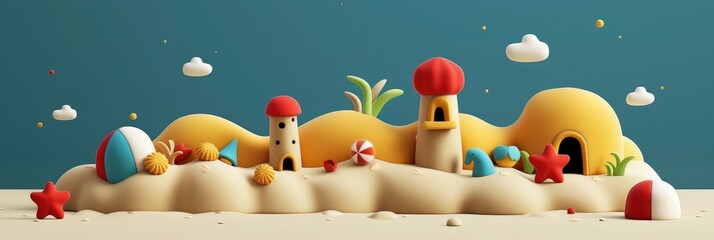  a very cute felt handmade sandcastle