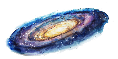 Obraz premium A Milky Way galaxy watercolor isolated on white background