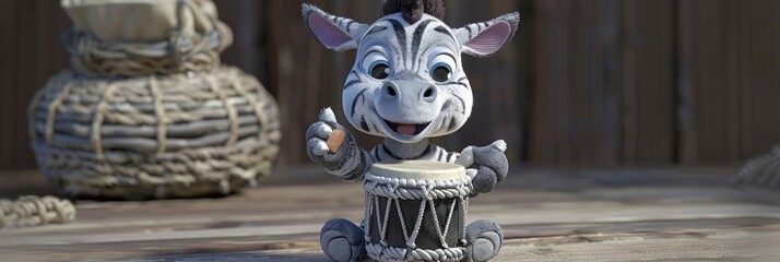  a zebra playing the cajn drum