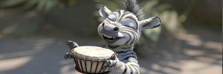  a zebra playing the cajn drum
