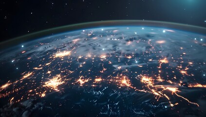 A global network of interconnected points on Earth, symbolizing the world's connectivity and digitalization

