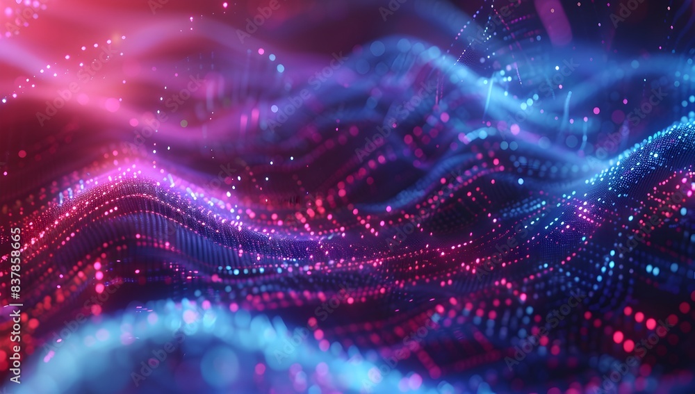 Aufkleber abstract digital background with glowing data connections and dynamic wave forms, representing the c
