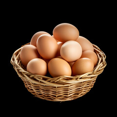 Isolated a basket of eggs with transparent background on white background