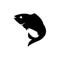 Silhouette illustration of a fish shape in water. Art graphic of a simple tuna fish drawing under sea water. Suitable for logo, aquarium, emblem, sport, restaurant, mascot, sticker, label, pet, sketch