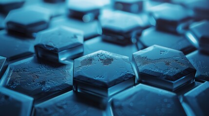 Abstract light blue hexagons background with backlit