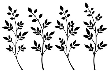 floral branch silhouette vector illustration