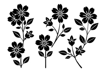 floral branch silhouette vector illustration