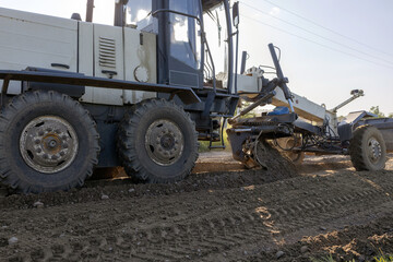 Road construction equipment. Road works concept