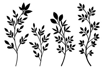 floral branch silhouette vector illustration