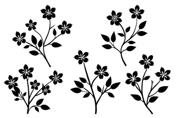 floral branch silhouette vector illustration