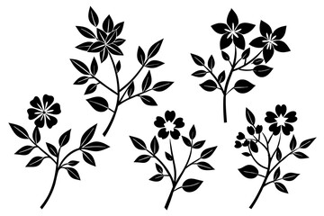 floral branch silhouette vector illustration