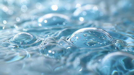 Macro image of glossy water droplets, highlighting the smooth texture and refreshing quality