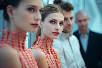 portrait of woman in line up