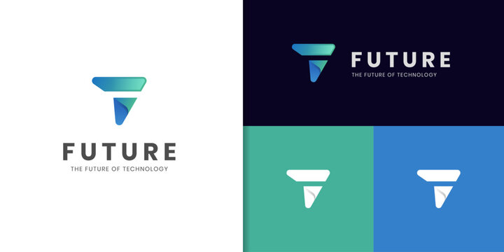 Letter F technology identity logo icon design, arrow forward with f letter graphic concept for brand technology, technology financial logo design