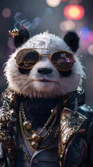 A devilish panda in a chic fashion statement