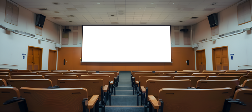 The modern office interior features a sleek, minimalist design accentuated by advanced LED lighting, creating an environment that is both inviting and highly functional. The white display walls serve 