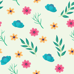 Seamless flower pattern design vector. Floral print for fabric