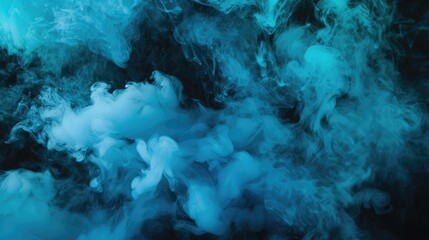 Abstract Blue Smoke Swirls on Black Background