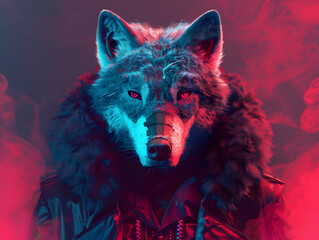 A devilish wolf in an avant-garde fashion ensemble