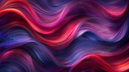 Fototapeta premium Abstract background with colorful waves of hair in red, purple and blue colors, close up