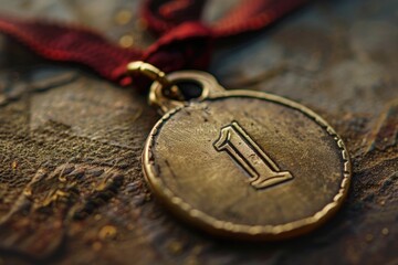 Gold medal with number 1