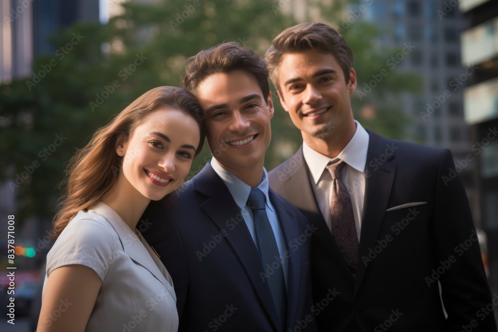 Wall mural business people smiling