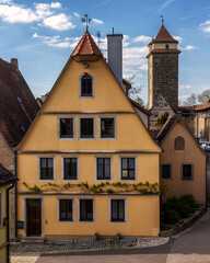 The beautiful medieval architecture in the old town of german fairytale Rothenburg ob der Tauber, Bavaria