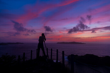 母島・小富士　山頂から望む夕景　
