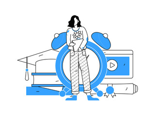 Education and learning people flat vector concept hand drawn illustration
