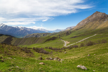 Panoramic view of the Caucasus mountains