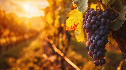 Golden Vineyard Harvest Scene, Harvest time, a stage in the wine-making process, les vendanges, grape harvesting, a seasonal job.