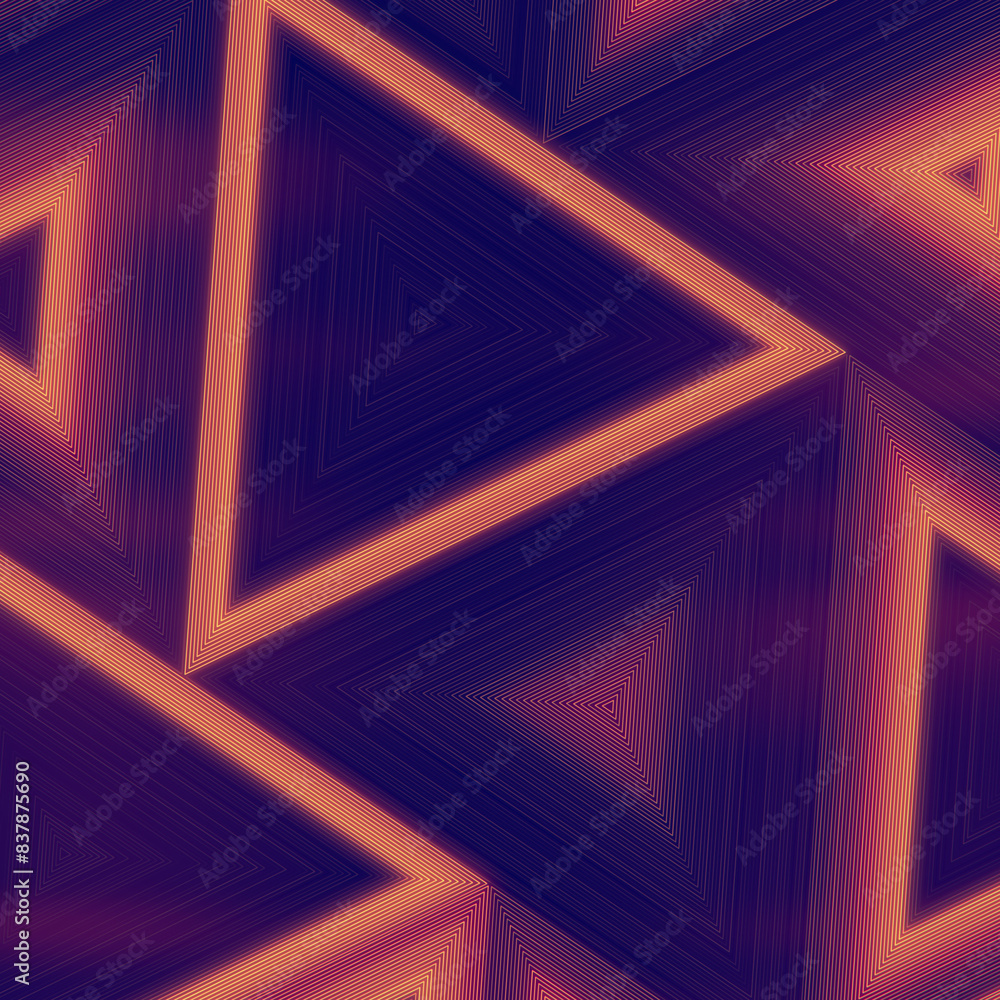 Aufkleber Illustration of red-orange color waves in a pattern of triangles. 3d rendering