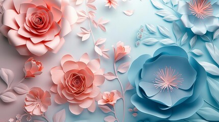 Soft pastel paper flowers in a gentle artistic layout