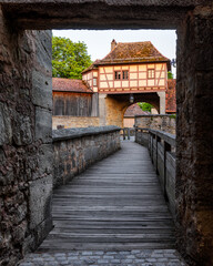 Magical view of the Röder Gate in old town of Rothenburg ob der Tauber, Bavaria, Germany