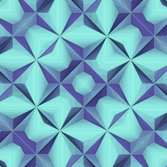 Intricate geometric backgrounds in mint green and lavender shades. 3d rendering digital illustration