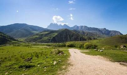 Panoramic view of the Caucasus mountains